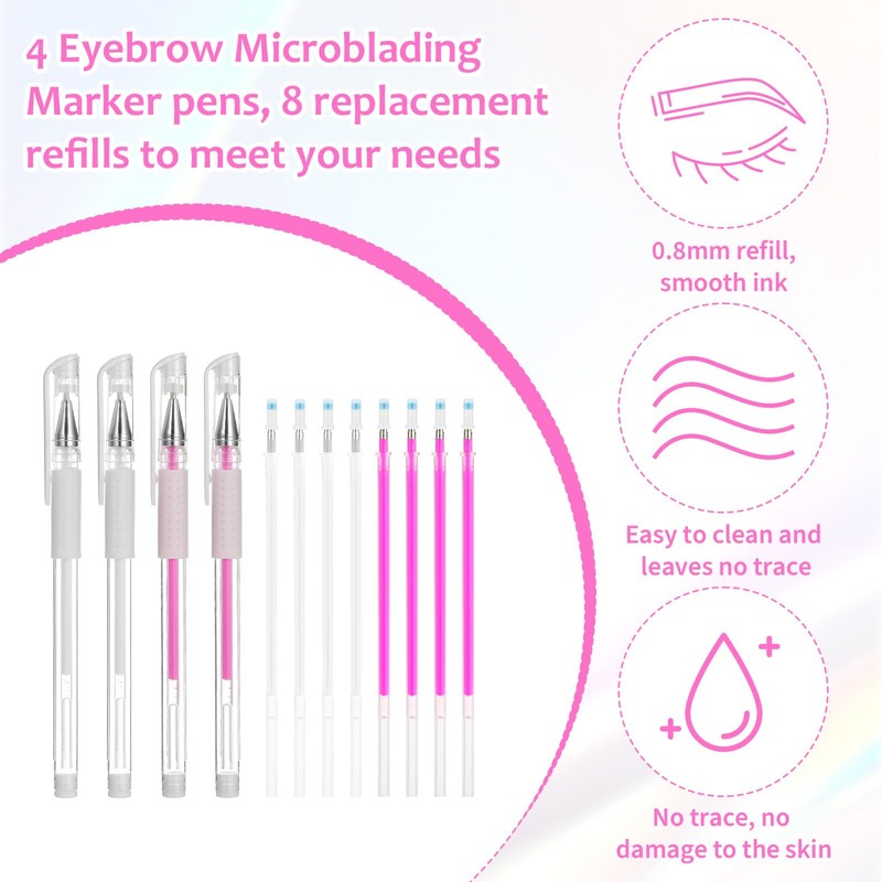 Mabor Brow Mapping Pen, 4Pcs Eyebrow Microblading Marker Pens with