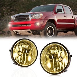 ALLGOOD Fog Lights w/Bulbs, Compatible with Toyota Tacoma 2005-2011/Sequoia 2008-2015/Tundra 2007-2013/Solara 2004-2006, Yellow Lens, 1Pair