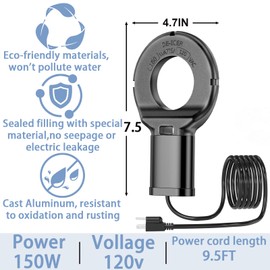 ORQEMG 150W Chicken Water Heater with Thermostat,Cast Aluminum Submersible Bird Bath De-Icer for Plastic/Metal Poultry,Power Cord 9.8 Ft,Black
