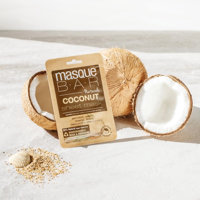 masque BAR Korean Coconut Sheet Mask, Biodegradable Mask & Packaging,