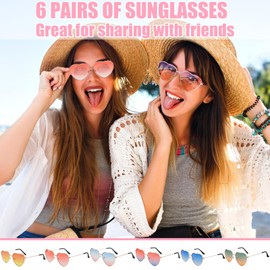 Weploda Pack of 6 Heart-Shaped Sunglasses, Heart-Shaped Coloured Glasses, Heart-Shaped Party Glasses, Heart Shape Hippie Sunglasses, for Birthday Party, Carnival (Gradient Colour)