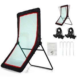 Pitch Back Baseball Volleyball Lacrosse Rebounder Net for Single Player, Pitchback Small Softball Baseball Rebounder Net, Volleyball Softball Mini Practice Net Rebounder Fielding Trainer Rebound Net