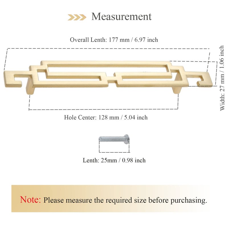 5pcs 128mm Handles for Chest of Drawers Gold, Pull Handles
