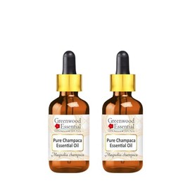 Greenwood Essential Pure Champaca Essential Oil (Magnolia champaca) with Two Glass Droppers Steam Distilled (Pack of Two) 5ml X 2 (0.33 oz)