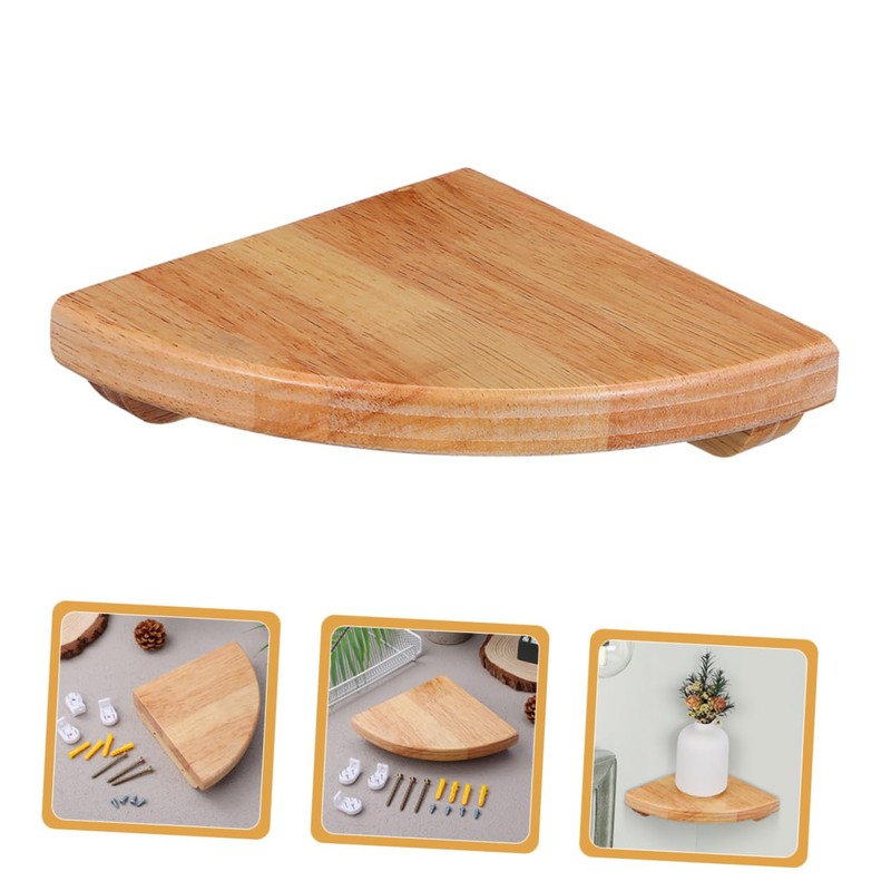 OHPHCALL Space Saving Corner Mounting Shelf Wooden Standing Shelf for