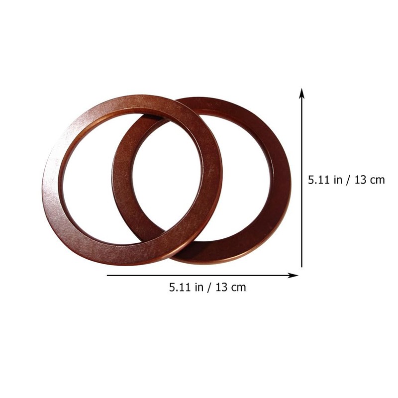 NUOBESTY 2pcs Wooden Ring Handle Round Wood Handles Wooden Circle