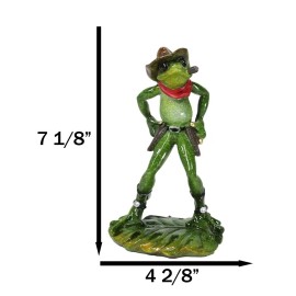 Wild Western Standoff Cowboy Frog With Hat Cigar And 2 Guns On Lilypad Figurine
