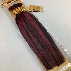 Unbranded 14” 100% Human Hair F1B/Bug Black Burgundy Straight Yaki Bulk Micro Braid Hair