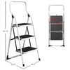 3-Step Stool - Folding Ladder with Handrails, Attachable Tool Bag,