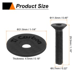 sourcing map 1-1/4 OD Bicycle Headset Stem Top Cap Carbon Fiber Cycling Headset Cover Stem with Black M6 Bolt for Mountain Road Bike MTB, Black