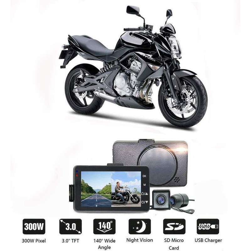 Motorcycle Recording Camera Dash Cam Waterproof Front and Rear Motorbike