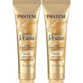 Pantene Hair Mask, Miracle Rescue Deep Conditioning Treatment, Hydrate Dry Hair, Twin Pack, 8 Fl Oz Each