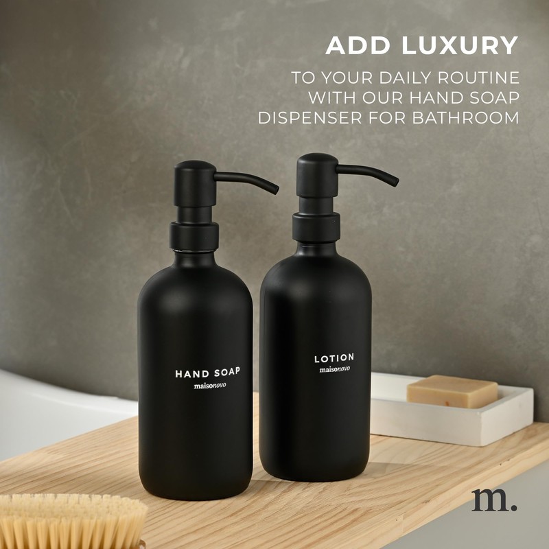 MaisoNovo Black Hand Soap Dispenser for Bathroom Set | 16.9