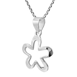 AeraVida Minimalist Hammered Textured Flower Daisy Outline for Women or Daughter 925 Sterling Silver Necklace, 18 inch