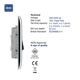 BG Electrical 3-Pole Fan Isolator Switch