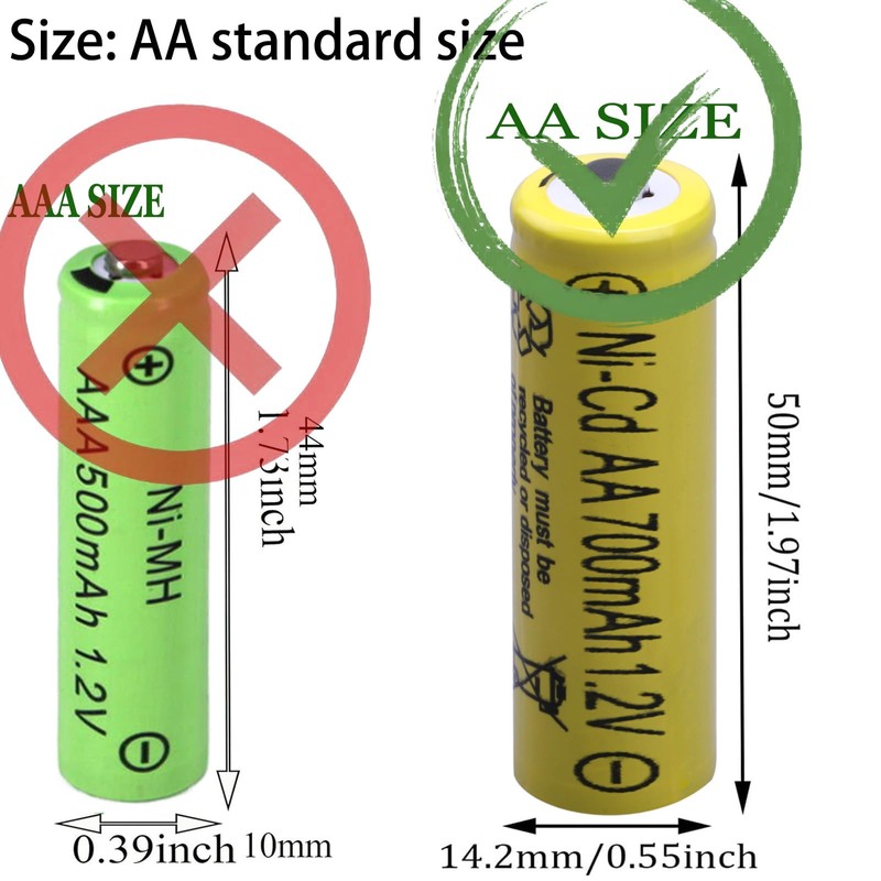 16 packs AA 700mAh 1.2V NiCd Rechargeable Batteries,Double A 1.2V