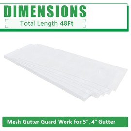 Forestchill Gutter Guards, 48Ft Stainless Steel Gutter Guard, Universal Fit 5", 4" Gutters, Micro Mesh Leaves Gutter Screen, White