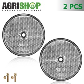 AGRISHOP 2x Red Round Reflectors,Ø71mm, Screw onReflectors for Gate Post Fence,Cat’s Eye,Caravan Reflectors,Reflectors for Vehicles Trailer (Screw On/White/Round/2Pcs)