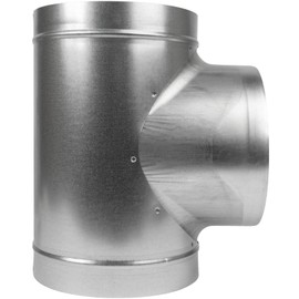 8" Inch T-Shape Ducting Splitter - 90 Degree Galvanized Steel 3-Way Dust Collection Fitting - Branches for Exhaust Fan - Ducting Adapter - Duct Hose Connector