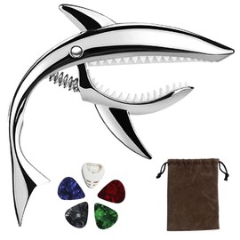 BEANPRECOY Shark Guitar Capo Acoustic Capo 6 String Guitar Accessories Spring Capo with Velvet Pouch Zinc Alloy Tone Clip Electric Guitars Capo Shaped Capo for Banjo Bass Acoustic Ukulele