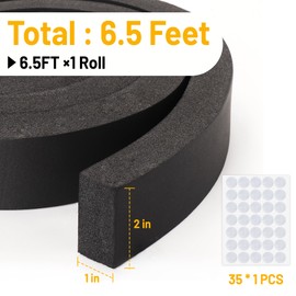 Fivebop 1 Roll NBR+PVC Air Conditioner Foam Weather Stripping- 2 x 1 Inch 6.5FT Non-Adhesive High Resilience Insulation Foam Seal Tape for AC Door Window