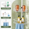 HAMITOR Corner Shower Caddy Tension Pole: Rustproof Bathroom Organizer Shelves
