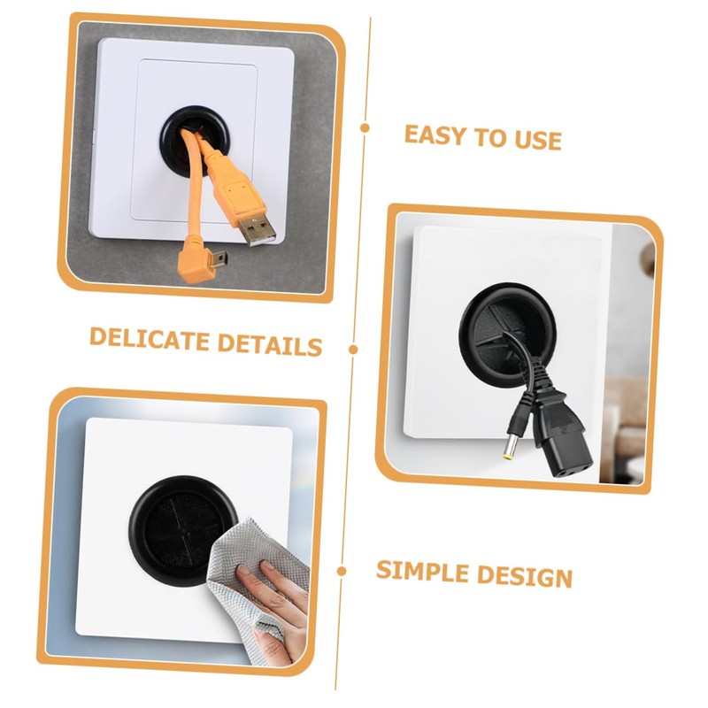jojofuny 10pcs Cable Pass Through Wall Plate with Pad Wall