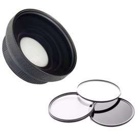 Panasonic DMC-FZ30 High Definition 0.5X Wide Lens with Macro, 55mm 3 Piece Lens Filter Kit, & NWV Direct 5 Piece Cleaning Kit