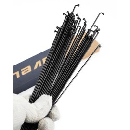 BaveL 36 Pcs 14G Black Bicycle Steel Spokes (201 mm-309 mm) with Copper Cap 36pcs,Mountain Bike Spokes,for MTB,Ebike,City Bikes-Replacement/Repair Spoke (Black 217 mm)
