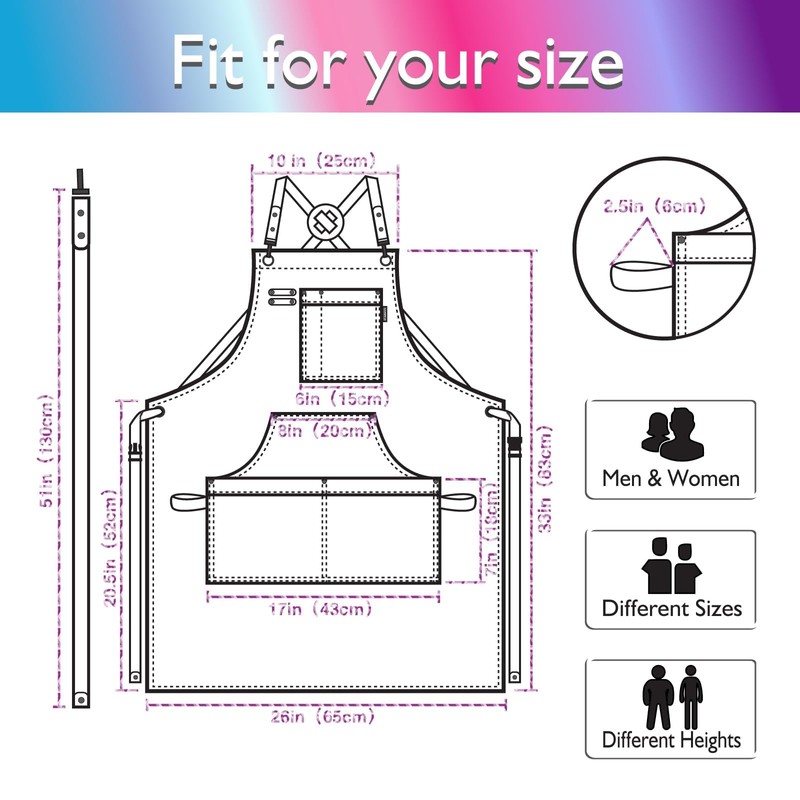 Stenffy Kitchen Apron, Work Apron, Canvas, Multiple Pockets, Gardening, Painting,