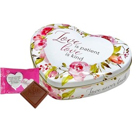 Scripture Candy, Love is Patient, Love is Kind Heart Tin with Milk Chocolate, 9 Pieces