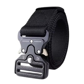 Devons Treasures Tactical Belt, Military Hiking Rigger Heavy Duty Nylon Web Work Belts for Men with Quick-Release Metal Buckle - Black