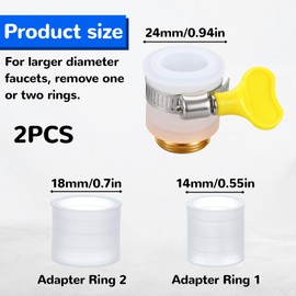 2 Pcs Faucet Hose Adapter, Kitchen Sink Faucet Adapter to Garden Hose Compatible with Multi-Water Filters, with 14-24mm Inner Diameter