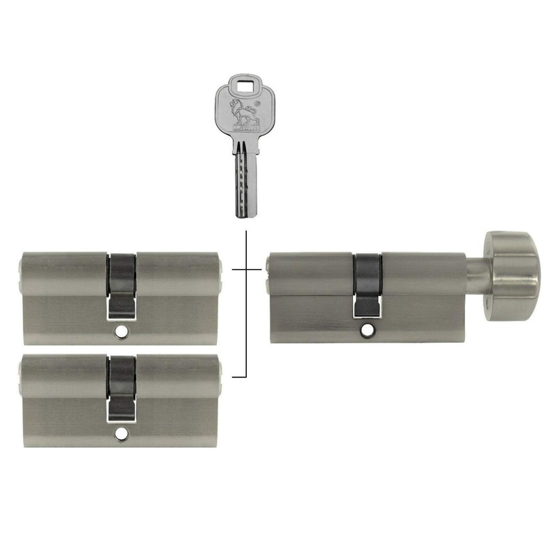 3x Door Cylinder Lock 70 mm 35/35 mm Simultaneous Locking