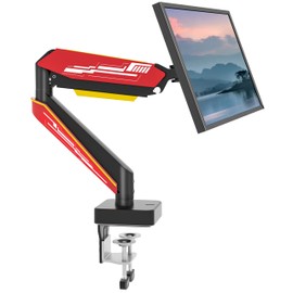 GUZHIKU Heavy Duty Monitor Arm for Ultrawide Screen up to 49 inches, 44 lbs,Gas Spring Desk Mount Stand, Premium Fully Adjustable Bracket with C Clamp, Grommet Base, VESA 75x75/100x100mm, Black, E9B