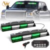 Emergency Dash Strobe Lights 2x16.8" Green/White 48W LED Flashing Warning
