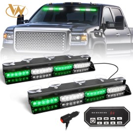 Emergency Dash Strobe Lights 2x16.8" Green/White 48W LED Flashing Warning Light Bar for OLIVER FitmentLight Color: Amber/green, Rated Power: 48, Beam Angle: Spot