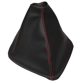 AERZETIX: Gear Stick Gaiter Faux Leather Black with Red Stitching