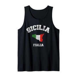 Sicily Sicilian Italian Flag Souvenirs Trinacria Vintage Tank Top