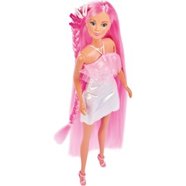 Simba 105733504 Steffi Love Hair Glam, Doll in Glitter Dress with Extra Long Hair, Hair Clips and Brush, 29 cm, for Children from 3 Years