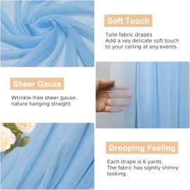 Wokceer Wedding Arch Draping Fabric 28.7" x 20FT Dusty Blue Drapes Sheer Fabric Backdrop Arch Draping Fabric for Wedding Ceremony Birthday Party Bridal Shower Decoration