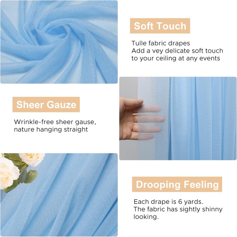 Wokceer Wedding Arch Draping Fabric 28.7" x 20FT Dusty Blue