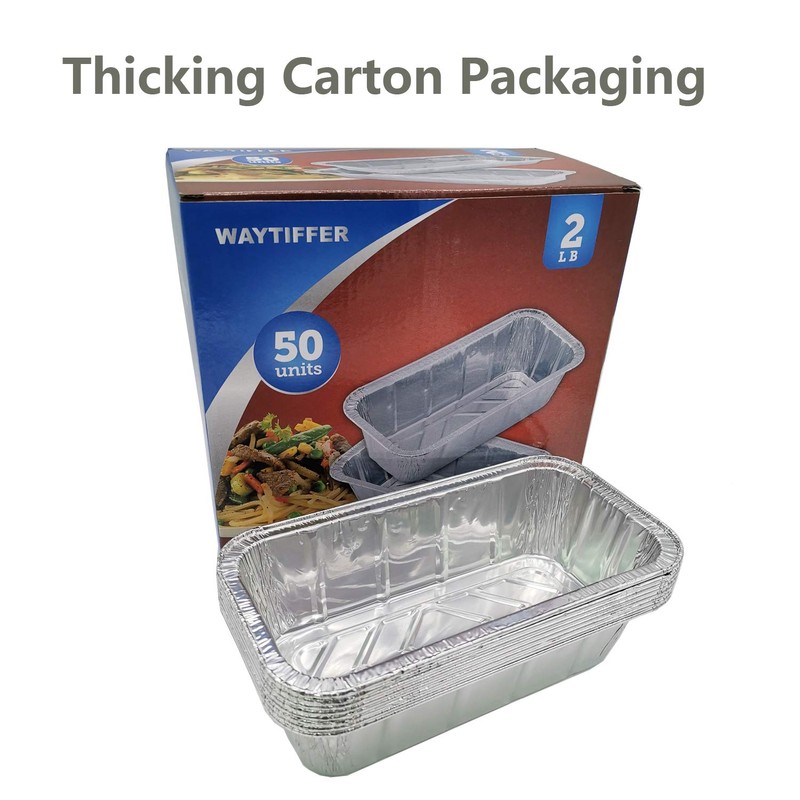 Waytiffer Loaf Pans [50 Pack] 2Lb Heavy Duty Disposable Aluminum