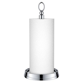 KASUNTO Paper Towel Holder (with Heavy Weighted Base) Steel Paper Holder countertop，Black Paper Towel Holder for Kitchen Countertops, Bars & Dining Tables,Fits Standard & Jumbo Rolls,Chrome