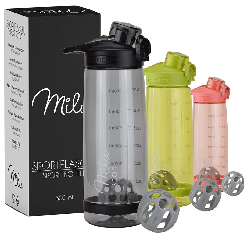 Milu 2-in-1 Water Bottle & Protein Shaker, Leak-Proof, 800 ml