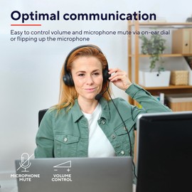 Trust Ayda On-Ear PC Headset with Mic 3.5mm, Lightweight Design, Adjustable Headband, 1.8m Cable, Wired Headphones with Microphone for Computer, Laptop, Desktop, Mac, Home Office, Zoom, Teams - Black