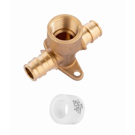 (Pack of 10 Sets) EFIELD Pex A Full Flow Expansion Brass Fitting 1/2" Pex x 1/2" Pex x 1/2" Female NPT Drop-ear Tee, F1960, with 20 Pieces 1/2" Expansion Rings