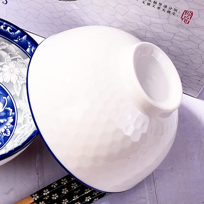 BOSILI Chinese Blue and White Ceramic Rice Bowls and Chopsticks