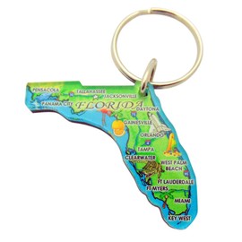 Florida Key Chain Acrylic Souvenir Retro State Map Gift 2 Inch