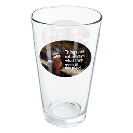 LOGOVISION Labyrinth The Worm Quote Thing Are Not Always What They Seem In This Place 16 oz Pint Glass, Tempered Glass, Printed Design & A Perfect Fan Gift | Great for Cold Beverages, Soda, Water